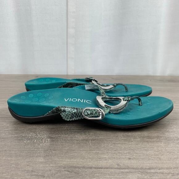 Vionic Teal Blue Snakeskin Karina Sandal Sz.9 - Picture 7 of 10